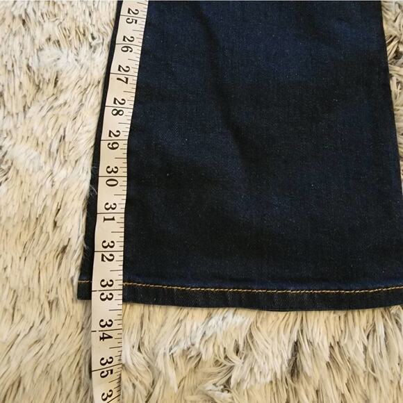 Zara High Rise Flare Leg Denim Jeans Dark Wash Fitted Waist Wide Leg Trousers 4 - Picture 4 of 11